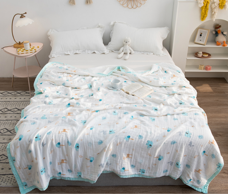 沐凡 浴巾纯棉纱布加厚高密六层 小鹿象110*110cm