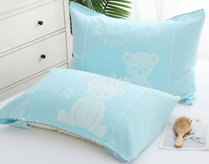 沐凡 枕套 纯棉包裹式枕头套 熊熊蓝色52*65cm（对）