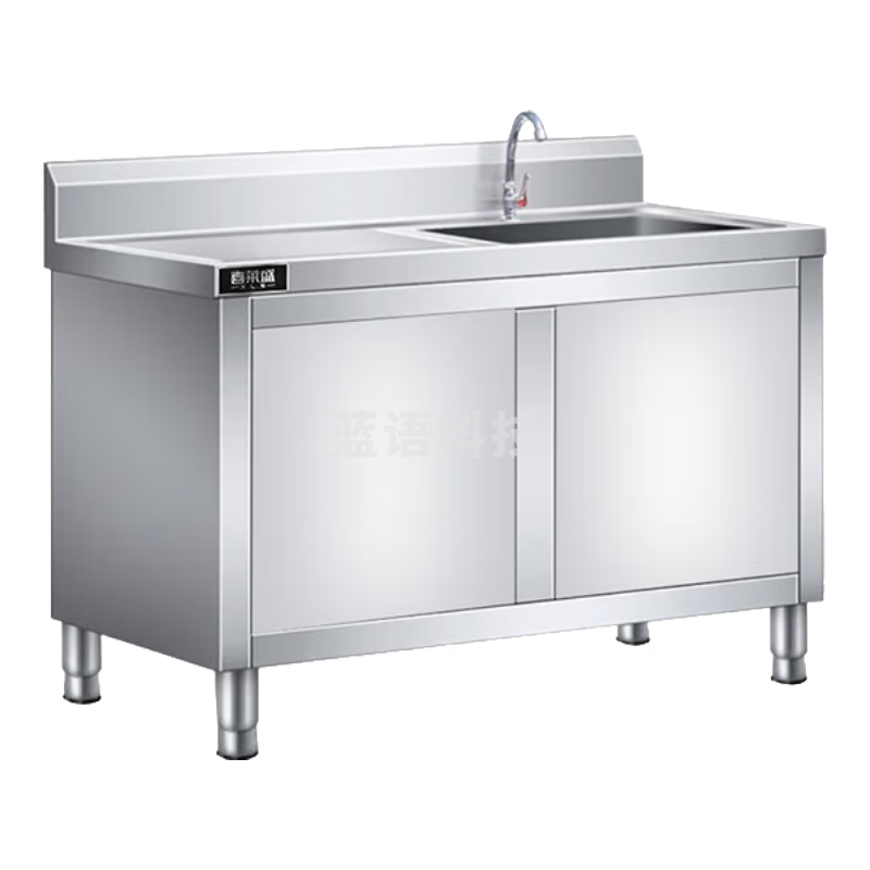 喜莱盛商用不锈钢水池柜操作台洗碗厨房饭店商用电器配件100*60*80单槽水池|左平台XLS-SCG100