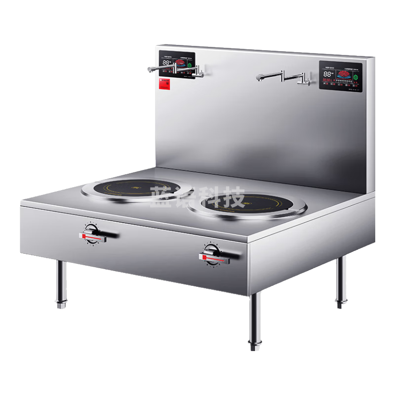 德玛仕（DEMASHI）商用大锅灶大炒电磁炉电灶台大功率食堂厨房酒店8档磁控15KW电磁双头矮汤炉HW-STL15D-05