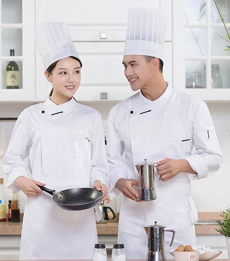 厨师服套装 帽子+围裙+上衣 长袖