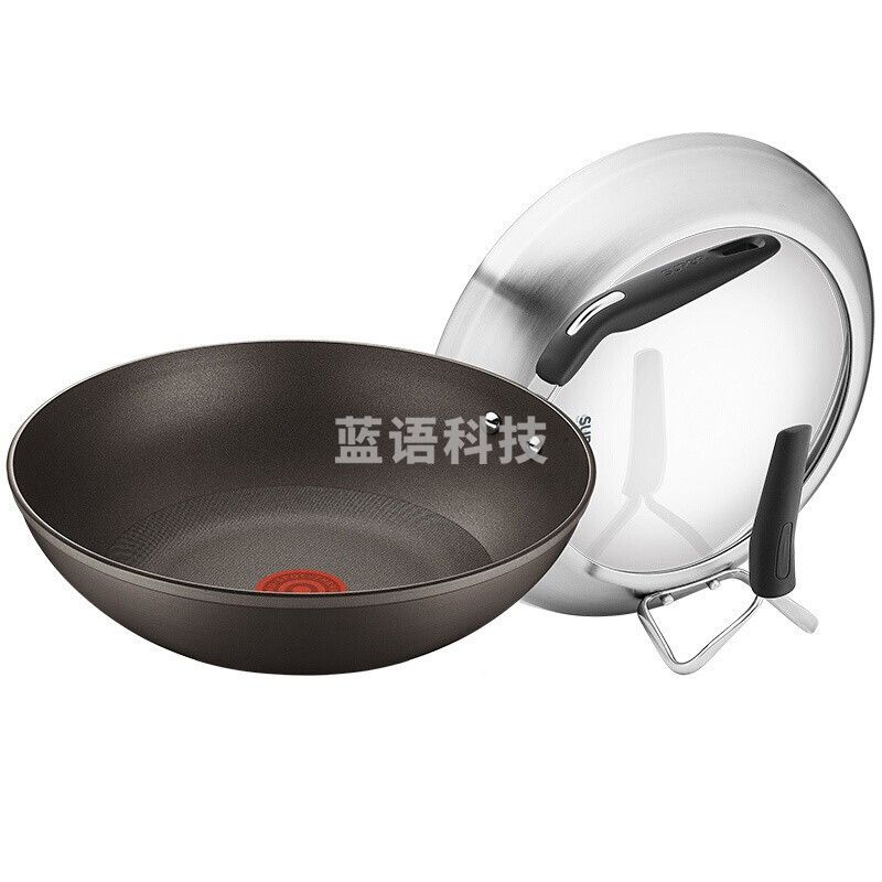 苏泊尔PC32HA1 火红点钛金刚无油烟炒锅 可立盖（有副把手）32CM