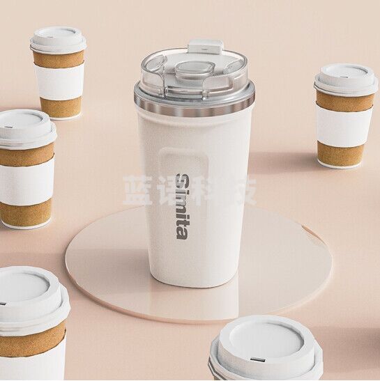 施密特Simita水杯保温杯咖啡杯男女学生办公出差便携不锈钢车载随手杯喝水杯子大容量方形咖啡杯 白色 380ML