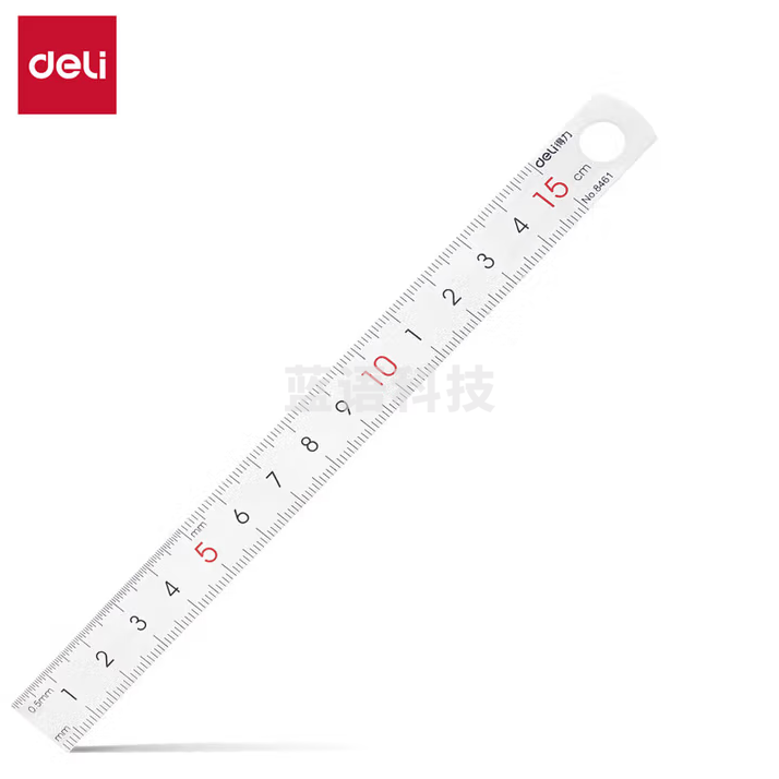 得力（deli）15cm不锈钢直尺 测量绘图刻度尺子 带公式换算表 8461 30个装