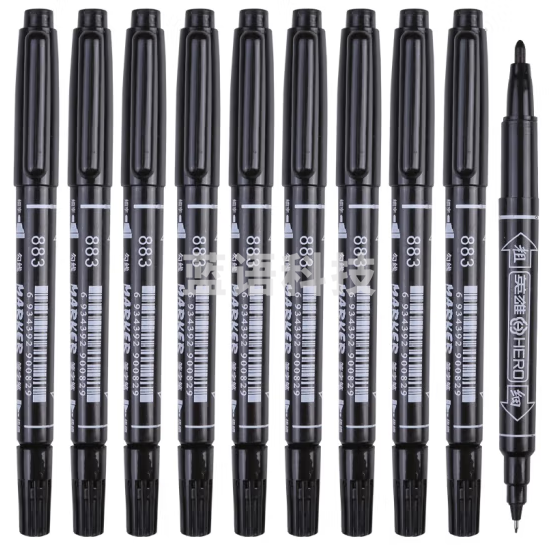 英雄（HERO）记号笔专业手绘勾线笔 漫画勾线马克笔制图用 描图 速写 快干10支装-883黑色