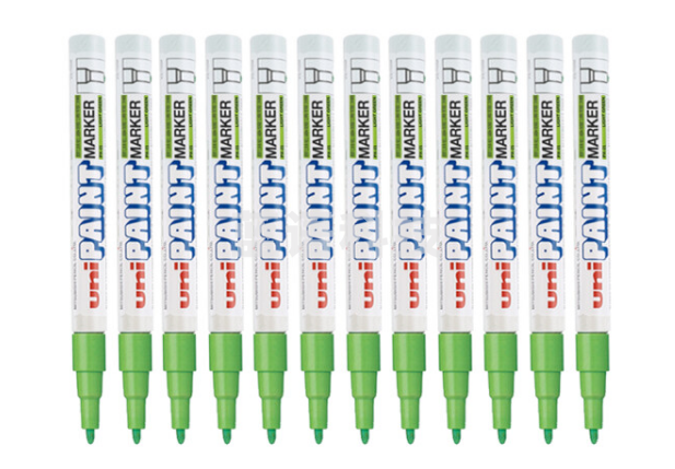 三菱（Uni）PX-21 小字油漆笔 0.8-1.2mm工业记号笔物流笔（可用于汽车补漆）浅绿色12支装