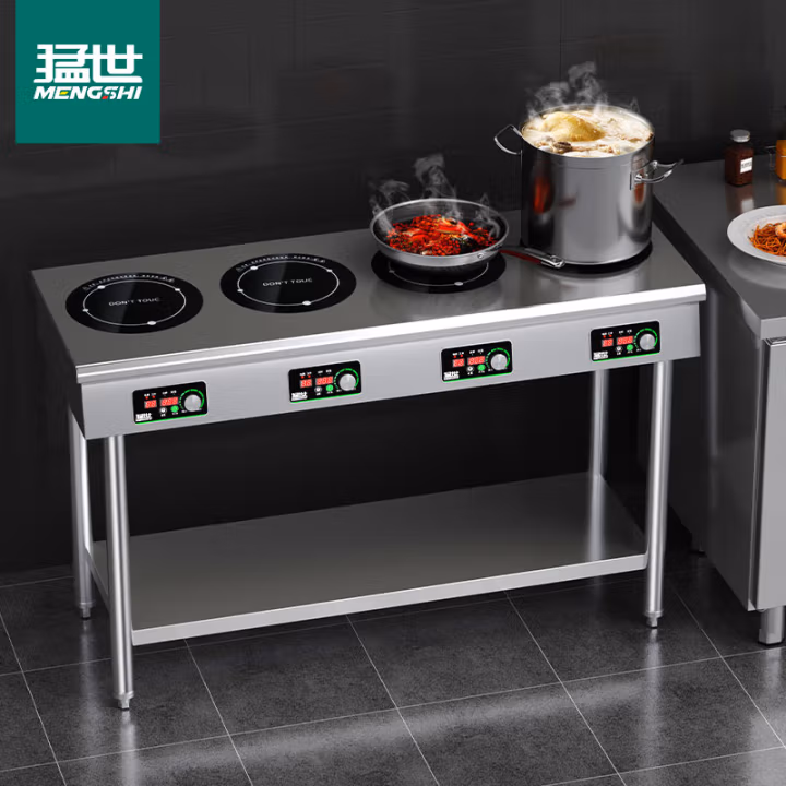 猛世商用电磁炉多头四眼煲仔炉麻辣烫饭堂电灶台电炉灶不锈钢横四头大功率电磁灶 3000W 支架款  WKL-DC4H