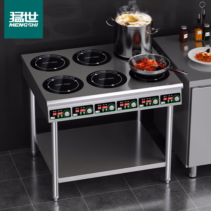 猛世商用电磁炉多头双排六眼煲仔炉饭堂电灶台电炉灶不锈钢麻辣烫双排六头大功率电磁灶 3500W 支架款 WKL-DC6S