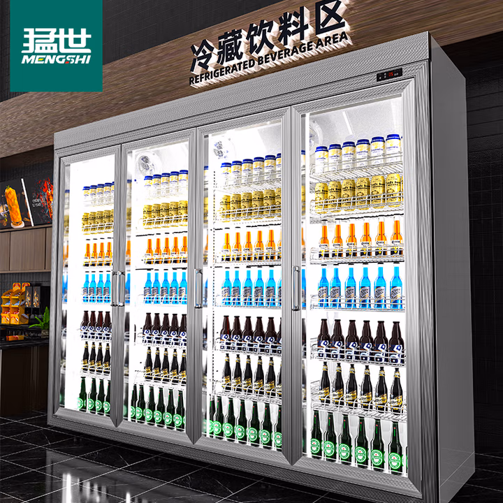 猛世 商用展示柜冷藏分体式饮料柜冰箱立式冰柜啤酒柜超市冷饮柜 四门平头包边展示柜铝合金门 2610*760*2100mm