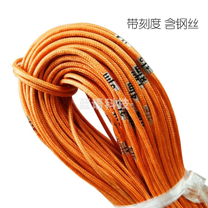 尼龙钢丝麻测绳测量绳带刻度体育测绳工程桩基测井50米80米100米 百米绳量地测距绳尺内含3根钢丝 50米