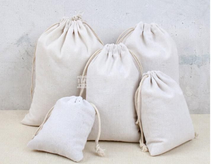 包装抽绳袋 白色束口棉布布袋 拉绳收口袋收纳袋 棉布30*40cm