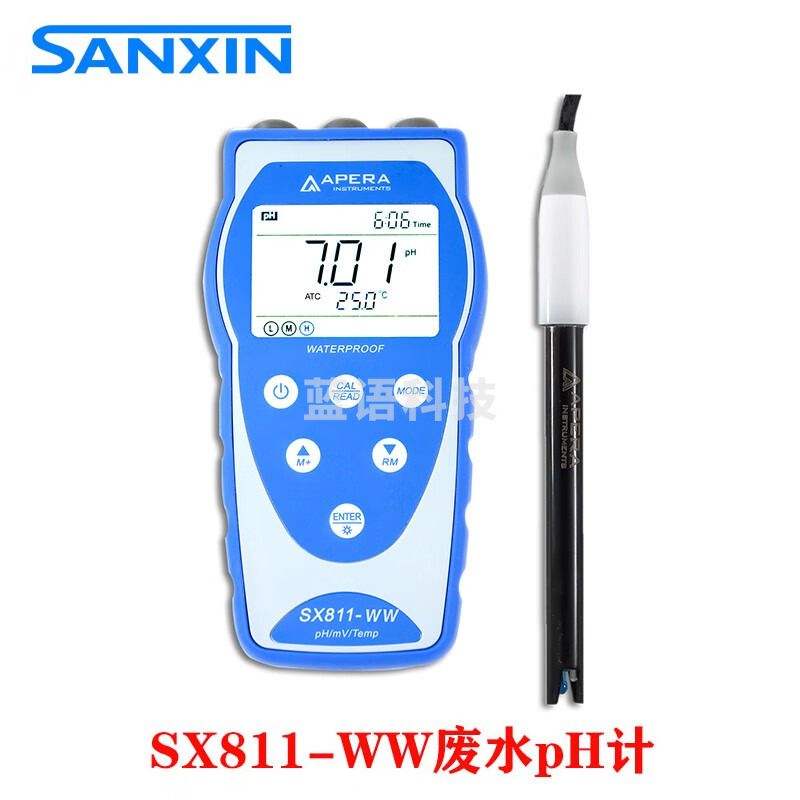 三信SX811 便携式PH计 食品肉类土壤HF废水微量PH测定仪酸度计 SX811-WW废水pH计