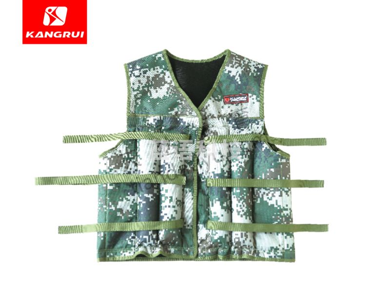 康瑞KP855 迷彩实心沙背心 米彩帆布+海绵里布 内填河沙 可随意调节重量可拆洗 系带式5kg