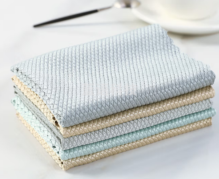 洁丽雅(Grace) 擦玻璃鱼鳞抹布不易留痕家务清洁厨房去油无痕吸水毛巾 鱼鳞抹布*5条(40*30cm)颜色随机