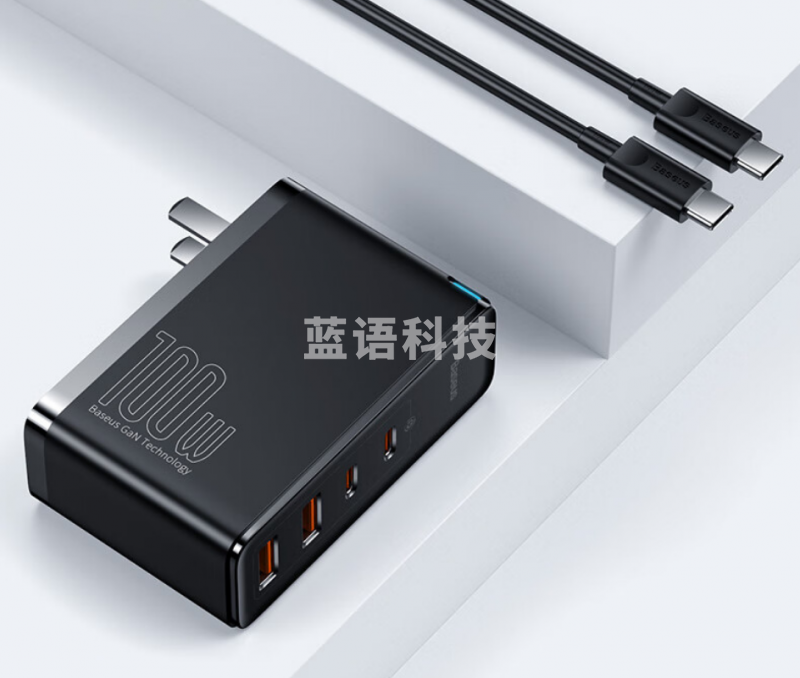 倍思 100W氮化镓充电器套装 兼容PD65W四口快充 适用苹果iPhone14/13华为手机Macbook联想笔记本电脑 CCGAN100UC黑