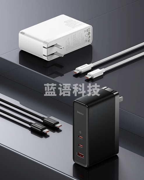 倍思140W氮化镓充电器 兼容PD100W/65W三口快充头 适用手机苹果Macbook华为联想笔记本电脑 CCGAN140CC黑