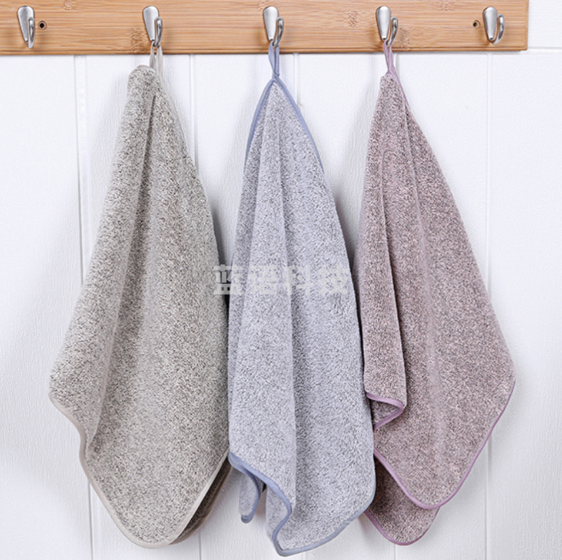 沐凡 毛巾柔软素色强吸水毛巾 三条装竹炭35*75cm