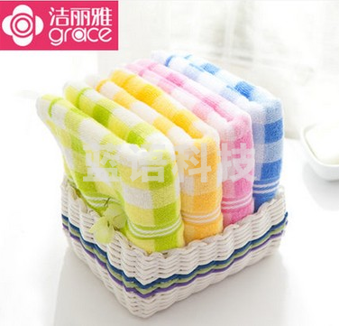 洁丽雅 （GRACE） 0065 纯棉 68*32cm 82克 格子 绿黄红蓝 颜色随机