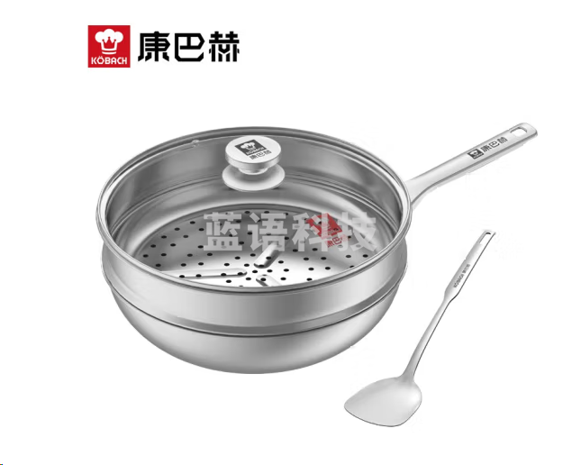 康巴赫安德鲁304蜂窝套装锅具 32cm炒锅+32cm蒸屉+不锈钢铲 LP-T03BJ