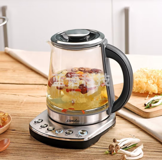 思迪乐电热水壶 多功能煮茶器大容量烧水壶 高硼硅玻璃304不锈钢YK-G888CD 1.5L