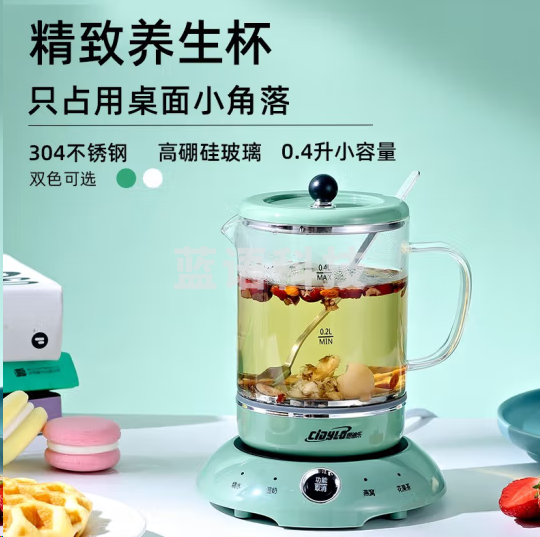 思迪乐电热水壶 多功能煮茶器 抹茶绿0.4L  YK-G02