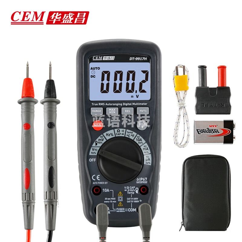 华盛昌（CEM）DT-9915H 数字万用表 高精度电工表真有效值防烧多用表 6000位自动量程温度智能防烧