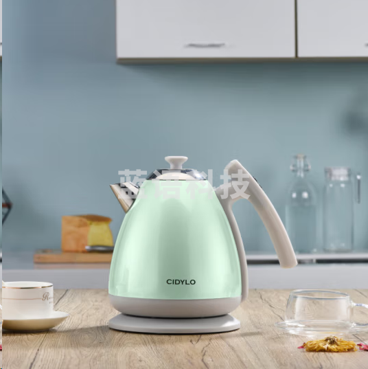 思迪乐温控电热水壶YK-E02自动断电烧水壶304不锈钢1.7L薄荷绿