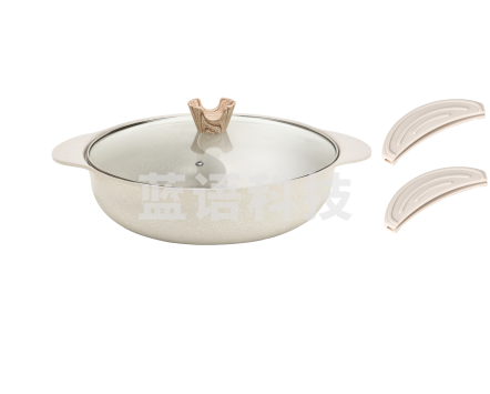 【德世朗】鸳鸯锅火锅家用一体成型不粘锅涮锅电磁炉火锅专用锅大容量DFS-H876 30cm麦饭石色鸳鸯不粘火锅-有盖