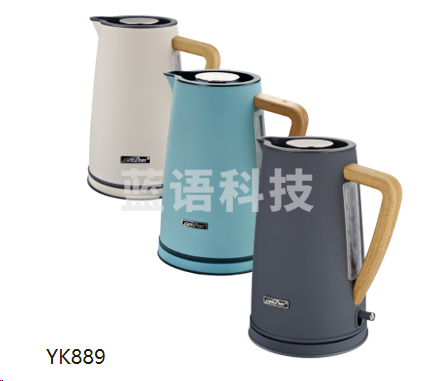 思迪乐电热水壶 电水壶 烧水壶 水转印防烫木纹手柄 1.7L 304不锈钢YK889