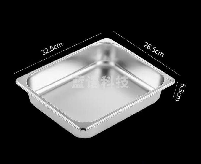 加厚不锈钢份数盆自助餐炉食物盆盒子布菲炉内胆菜盘分数盆冲孔盒 304材质 1/2x6.5