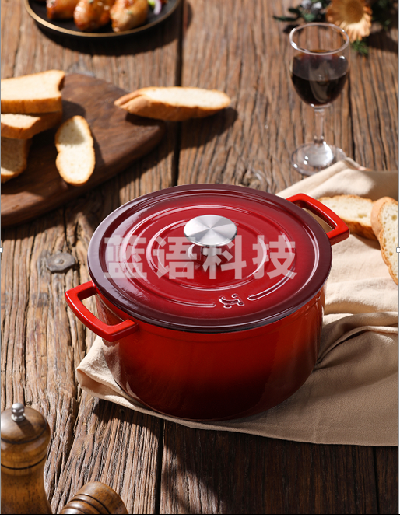 黄小厨四季系列珐琅汤锅口径22cm 3.25L 含防烫手夹一对 HXC-T-T025