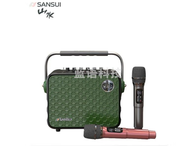 山水（SANSUI）U12手提音响高低音户外蓝牙音箱 大音量广场舞唱歌k歌直播声卡乐器音箱无线双话筒【绿色】