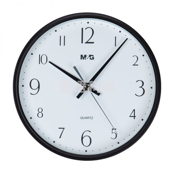 晨光ARCN8252经典圆形挂钟13英寸黑色