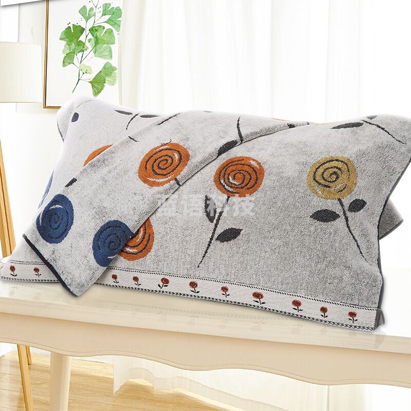 金号家纺 纯棉无捻提缎提花枕巾 单人枕头巾 柔软透气 黄色 2条 80*51cm G2096