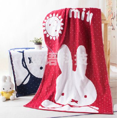 金号毛巾米菲纯棉可爱小兔纱布双层浴巾 MF3064W