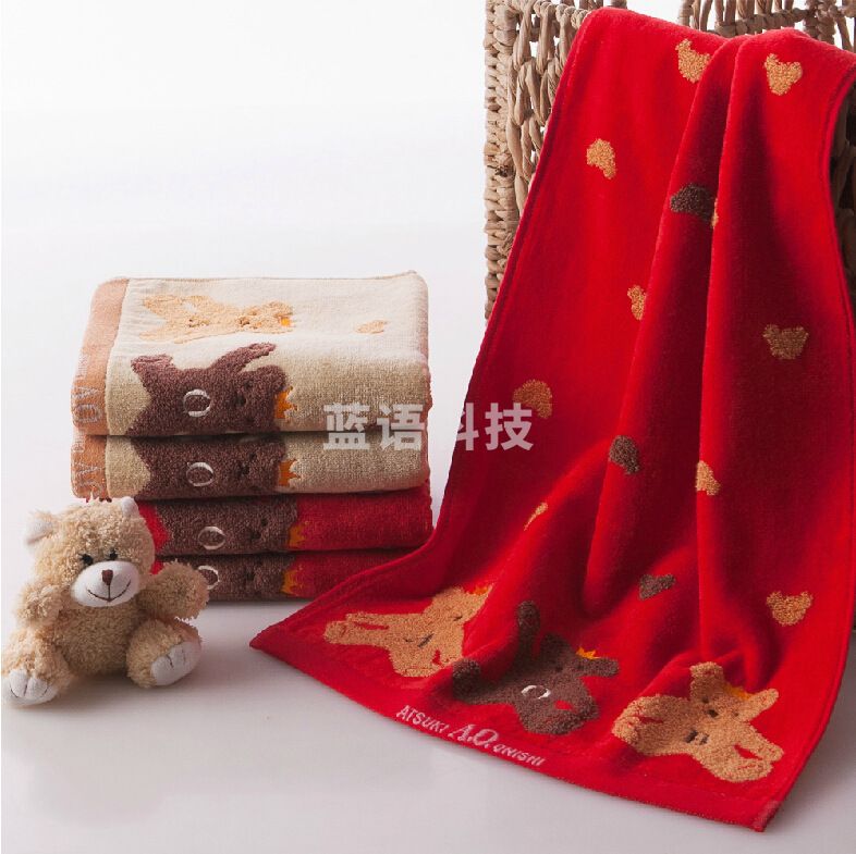 金号纯棉毛巾 无捻割绒绣花 三只小熊 厚实柔软 卡通可爱SG1286