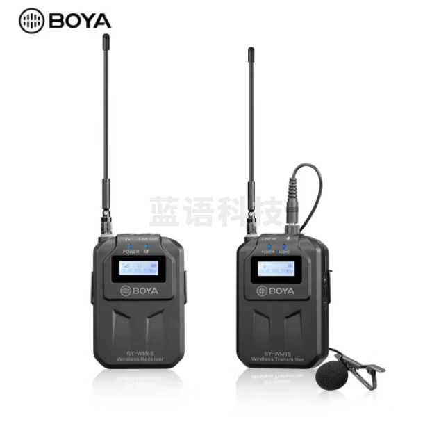 博雅BY-WM6S 无线麦克风无线小蜜蜂 采访视频收音话筒专业录音领夹麦克风 锂电池充电 一拖一