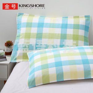 金号 KINGSHORE GA2090 A类纯棉双层布艺枕巾 两条装 蓝色 126g-条 52X80cm