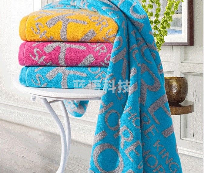 金号浴巾纯棉正面割绒反面加厚毛圈柔软吸水字母GA3474W