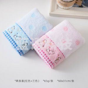 金号 KINGSHORE G1699WH 毛巾 A类纯棉毛巾洗脸毛巾 卡通绣花面巾两条装 60X30cm
