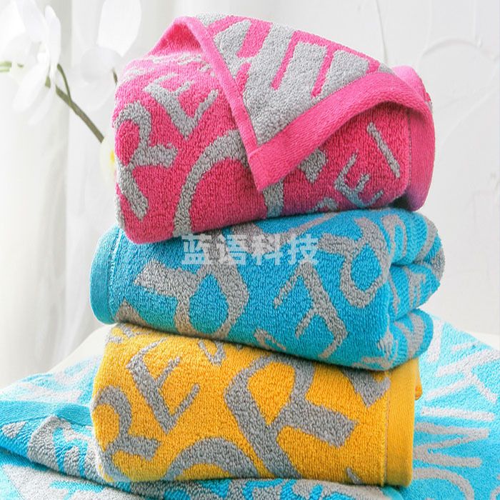 金号纯棉毛巾柔软吸水字母图案加厚洗脸手巾GA1474W三色
