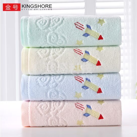 金号毛巾纯棉中小号面巾柔软吸水割绒可爱火箭T1030