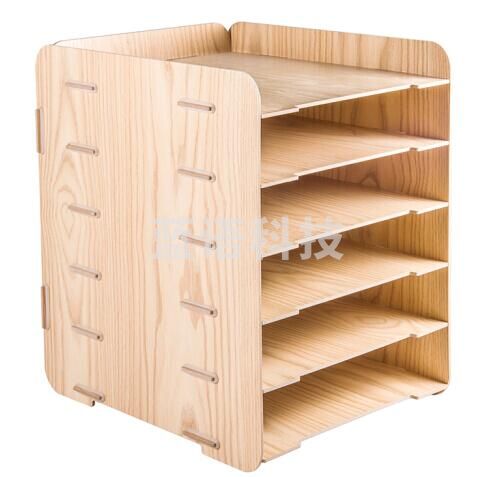 金隆兴(Glosen)DIY桌面收纳盒文件框多层文件架资料整理文件盘子办公桌面木质文具栏筐 D9120