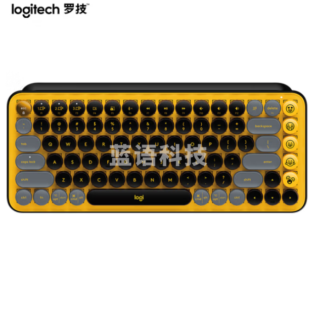 罗技POP KEYS 泡泡无线机械蓝牙键盘 85键TTC轴 自定义表情包按键-热力黄