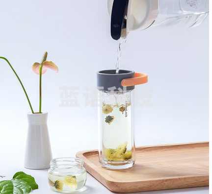 乐扣乐扣 LOCK&LOCK LLG647PIK 双层透明玻璃杯 茶水分离 商务便携随手水杯 250ml粉色 