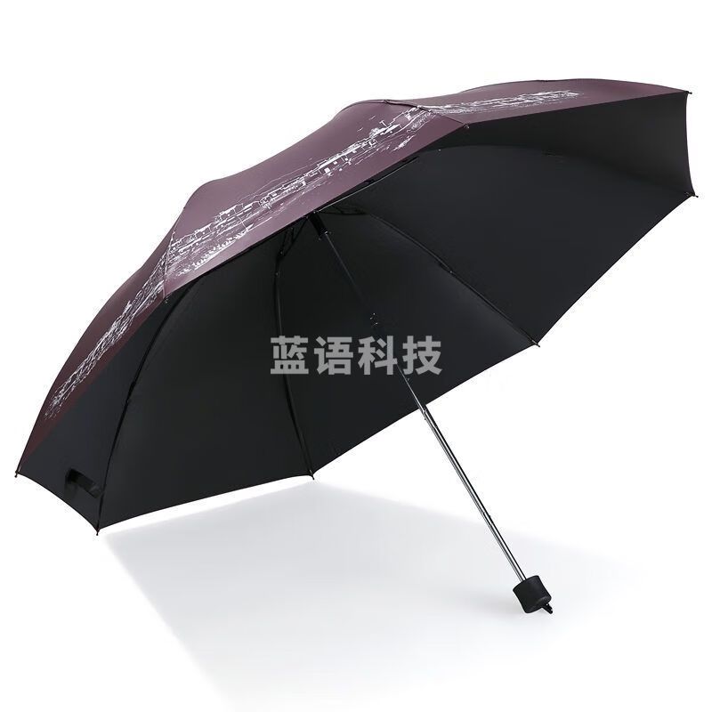 天堂伞三折叠晴雨两用男女学生商务伞定制印字刷广告印LOGO礼品伞 紫红*江南古镇-黑胶防嗮款