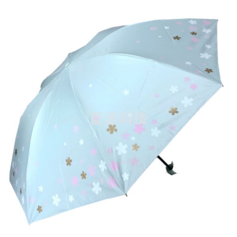 天堂伞三折叠黑胶浪漫樱花遮阳两用晴雨伞33633E绿色
