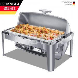 德玛仕 DEMASHI 723型 自助餐炉 布菲炉电加热 不锈钢长方形翻盖餐炉 9升 全钢盖 大单格