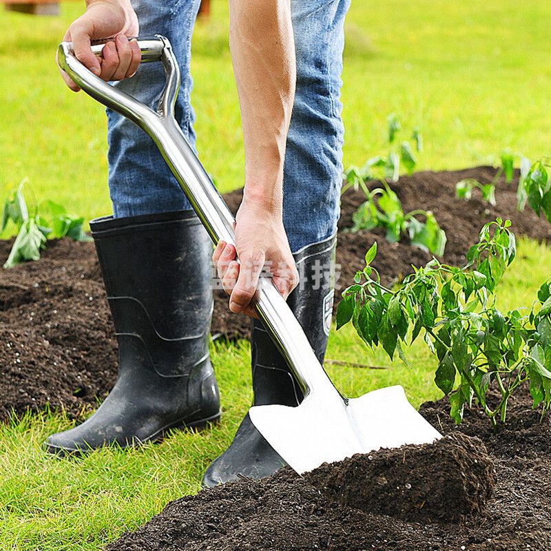 花沃里 不锈钢铲 尖铲长手柄 挖土铲土松土种树种花铲长柄园艺工具 园林农用挖树