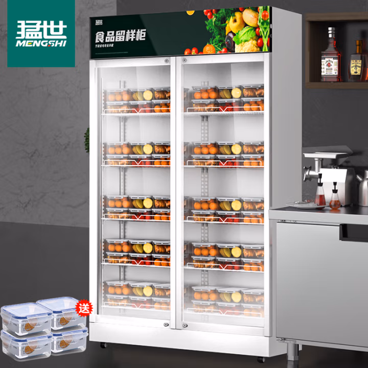 猛世食品留样柜冷藏商用展示柜 学校幼儿园公司食堂用水果蔬菜留样保鲜柜带锁白色MS-700【机械温控】